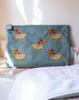 Strawberry Thief Embroided Velvet Pouch, Large