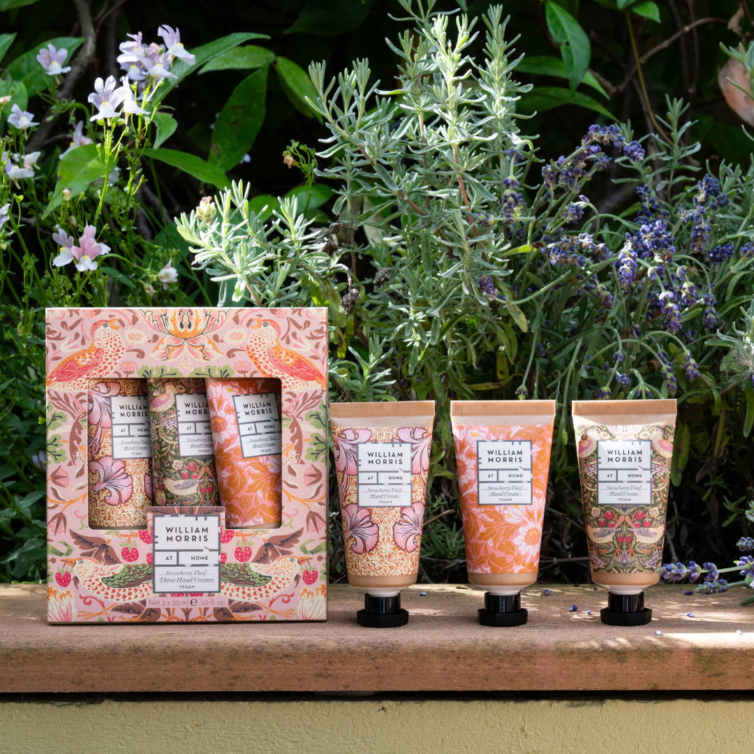The Voyager Strawberry Thief Hand Cream Trio – William Morris At Home
