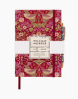 Strawberry Thief A5 Notebook Hard Cover with Pen - Raspberry with Indigo Pen