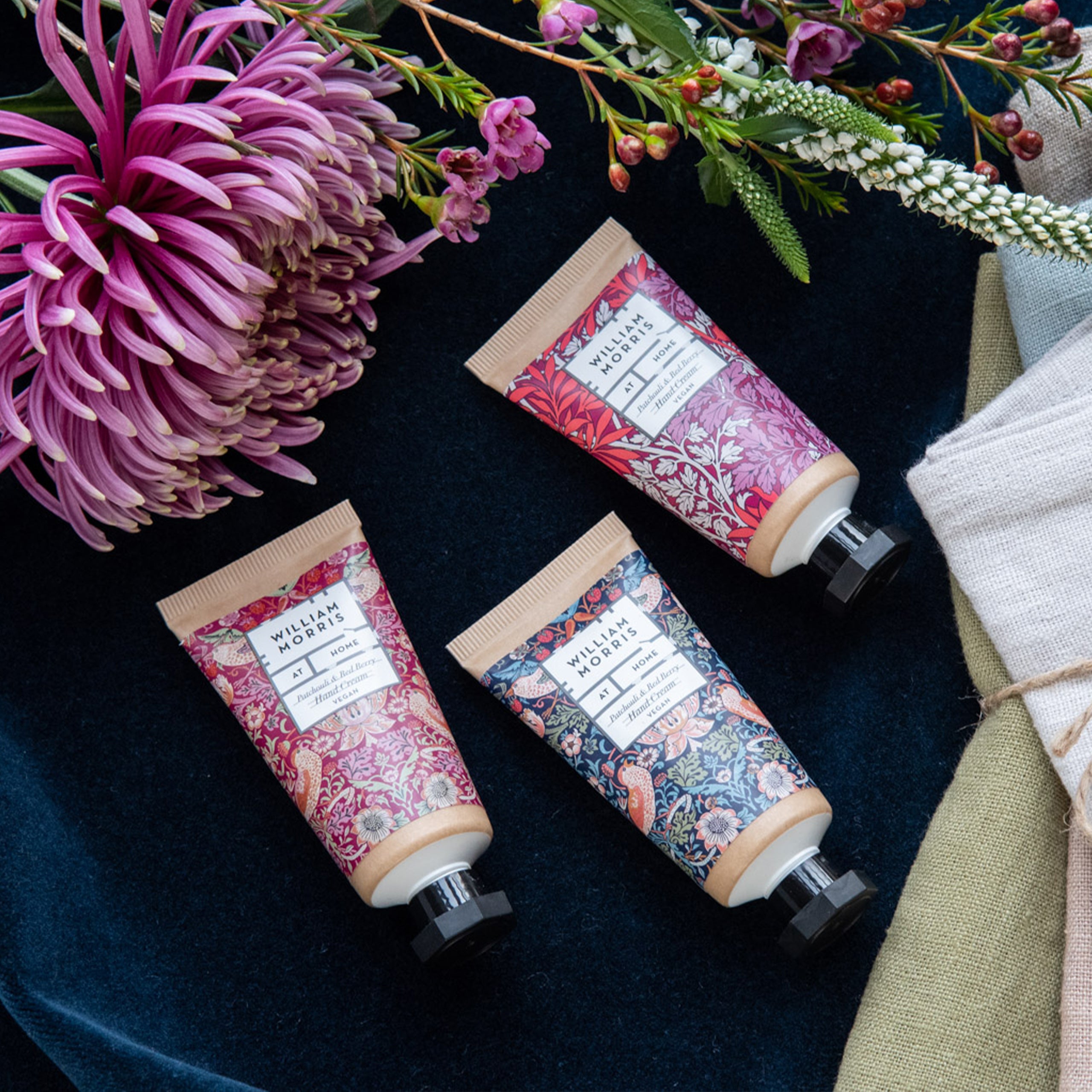 William Morris At Home Patchouli & Red Berry Hand Creams, Size: 3x30ml