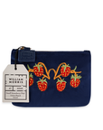 Strawberry Thief Embroided Velvet Pouch, Small