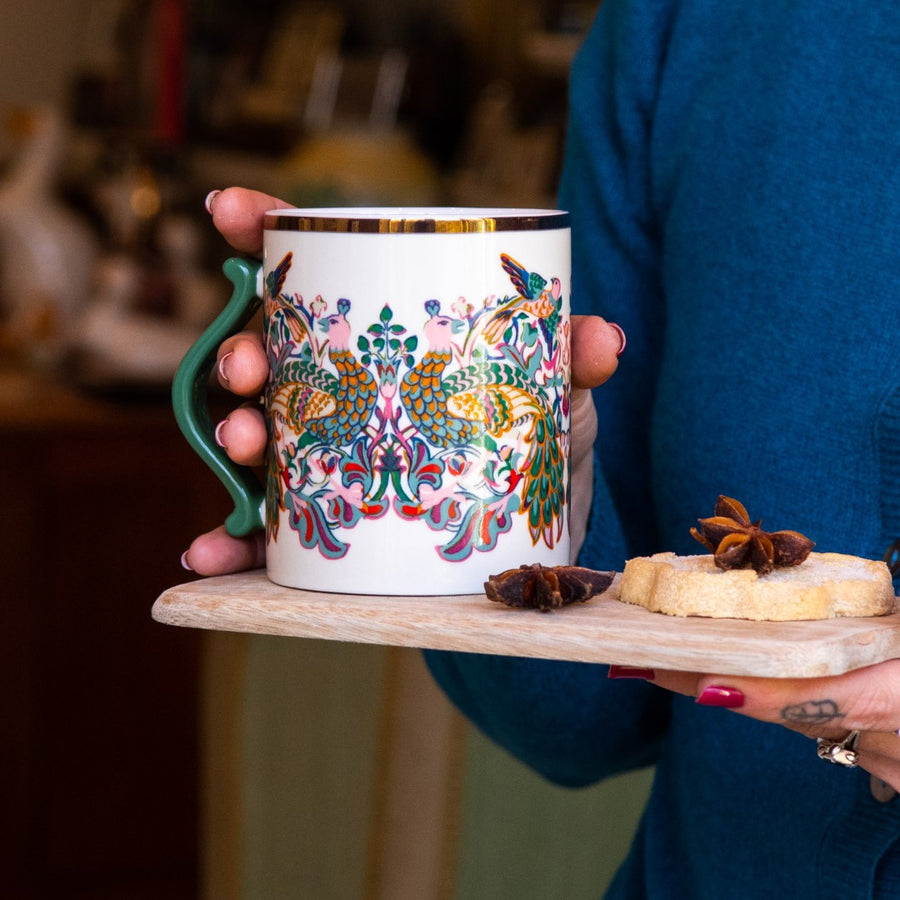 Peacock & Bird Festive China Mug