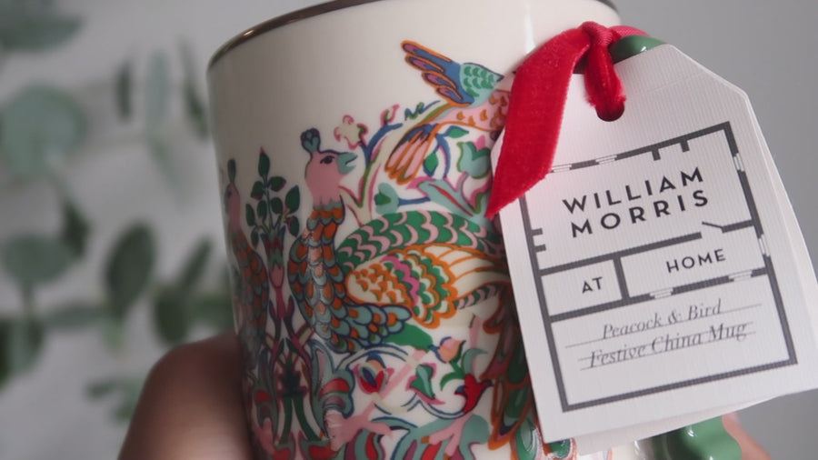 Peacock & Bird Festive China Mug