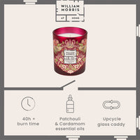 Friendly Welcome Patchouli & Red Berry Scented Candle Infographic