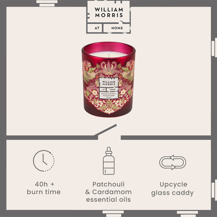 Friendly Welcome Patchouli & Red Berry Scented Candle Infographic