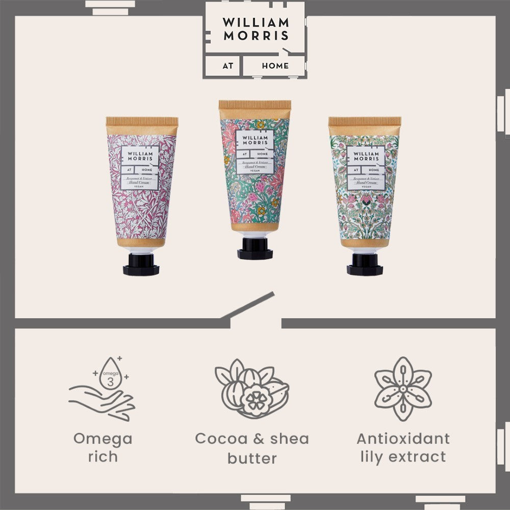 William Morris At Home Golden Lily Hand Cream Trio infographic