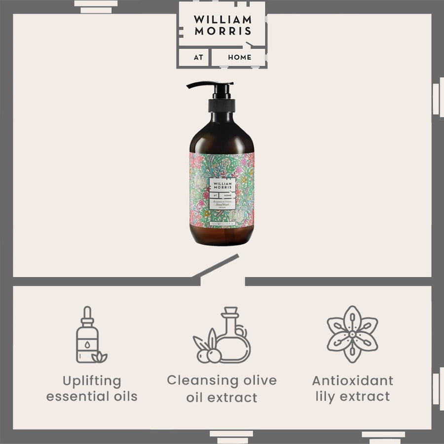 William Morris At Home Golden Lily Hand Wash infographic 
