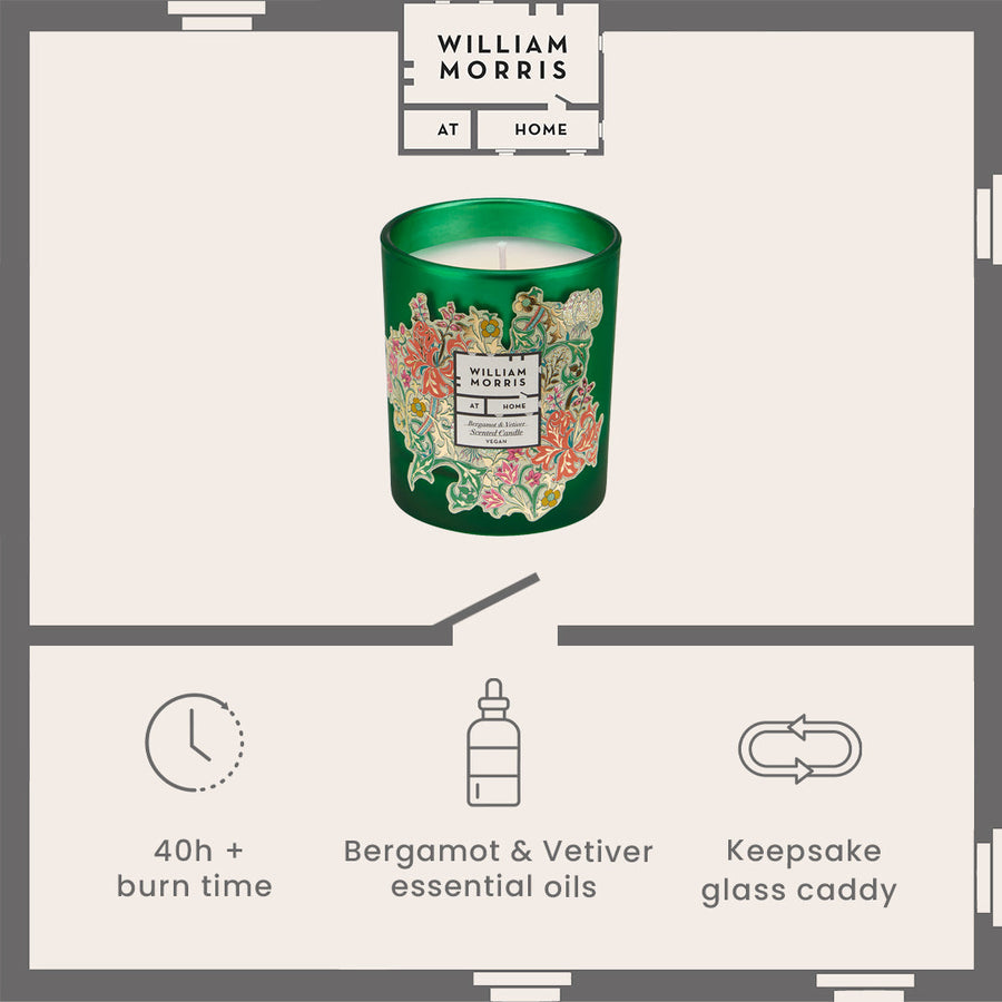 Friendly Welcome Bergamot & Vetiver Scented Candle Infographic