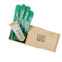 William Morris At Home Gardening Gloves Set containing Gardening Gloves & 100ml Hand Cream Top Down View